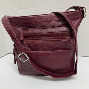 PIELINO Burgundy India Leather crossbody bag…great storage, comfy, many pockets!
